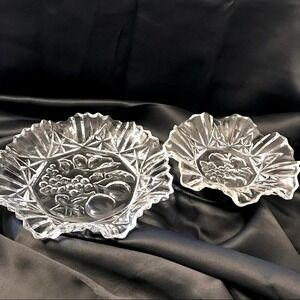 Vintage Pioneer Intaglio Fruit Crystal Ruffled Serving Set by Federal
